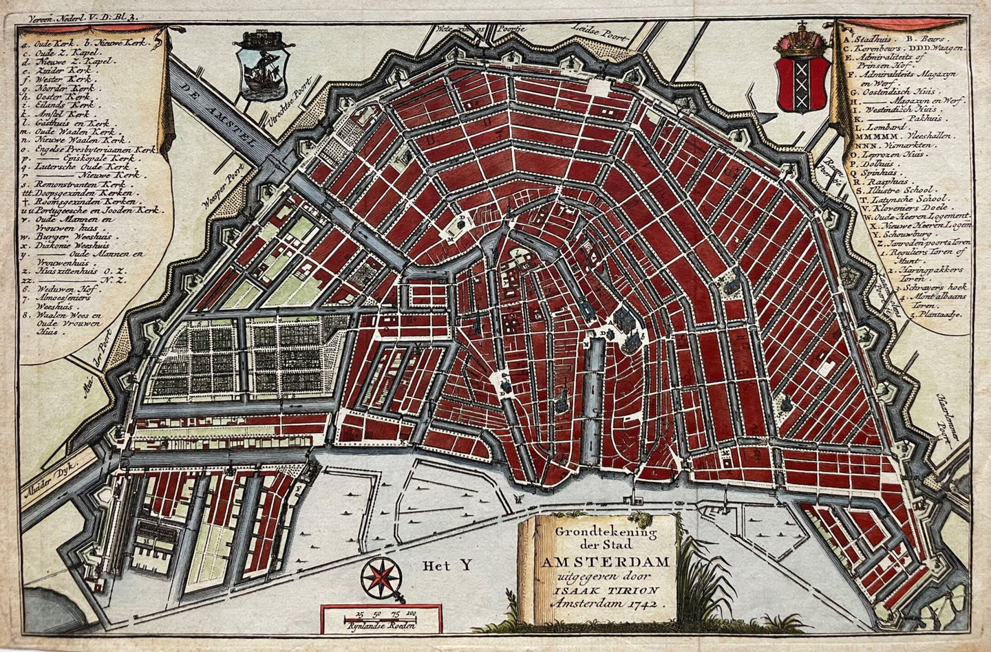 Amsterdam Stadsplattegrond - I Tirion - 1742