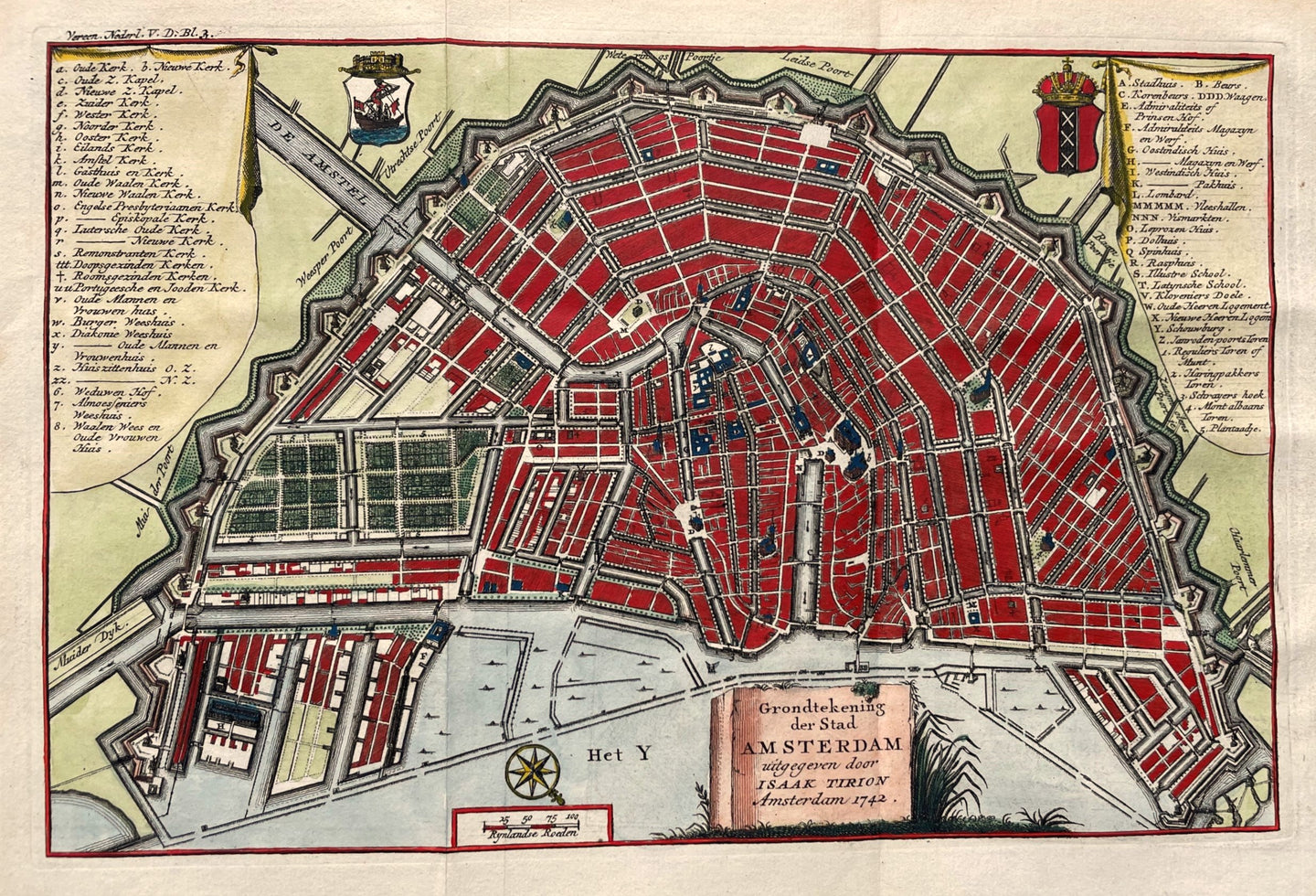Amsterdam Stadsplattegrond - I Tirion - 1742