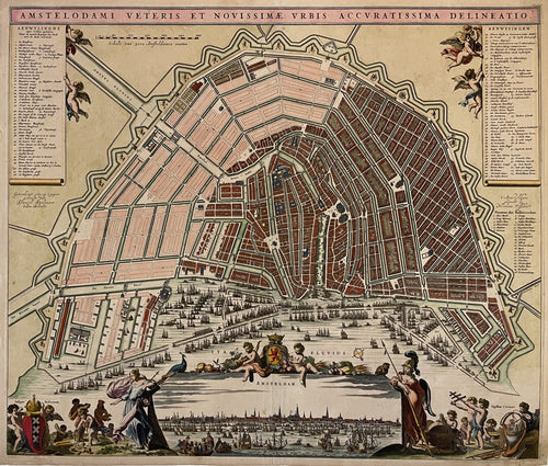 Amsterdam Stadsplattegrond in vogelvluchtperspectief - Nicolaas Visscher - circa 1675