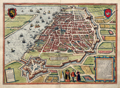 België Antwerpen Belgium Stadsplattegrond in vogelvluchtperspectief - G Braun & F Hogenberg - circa 1593