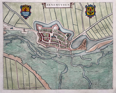 Arnemuiden Stadsplattegrond in vogelvluchtperspectief - Joan Blaeu - 1649