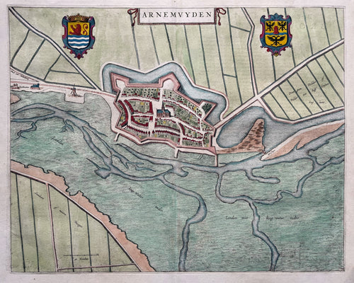 Arnemuiden Stadsplattegrond in vogelvluchtperspectief - Joan Blaeu - 1649