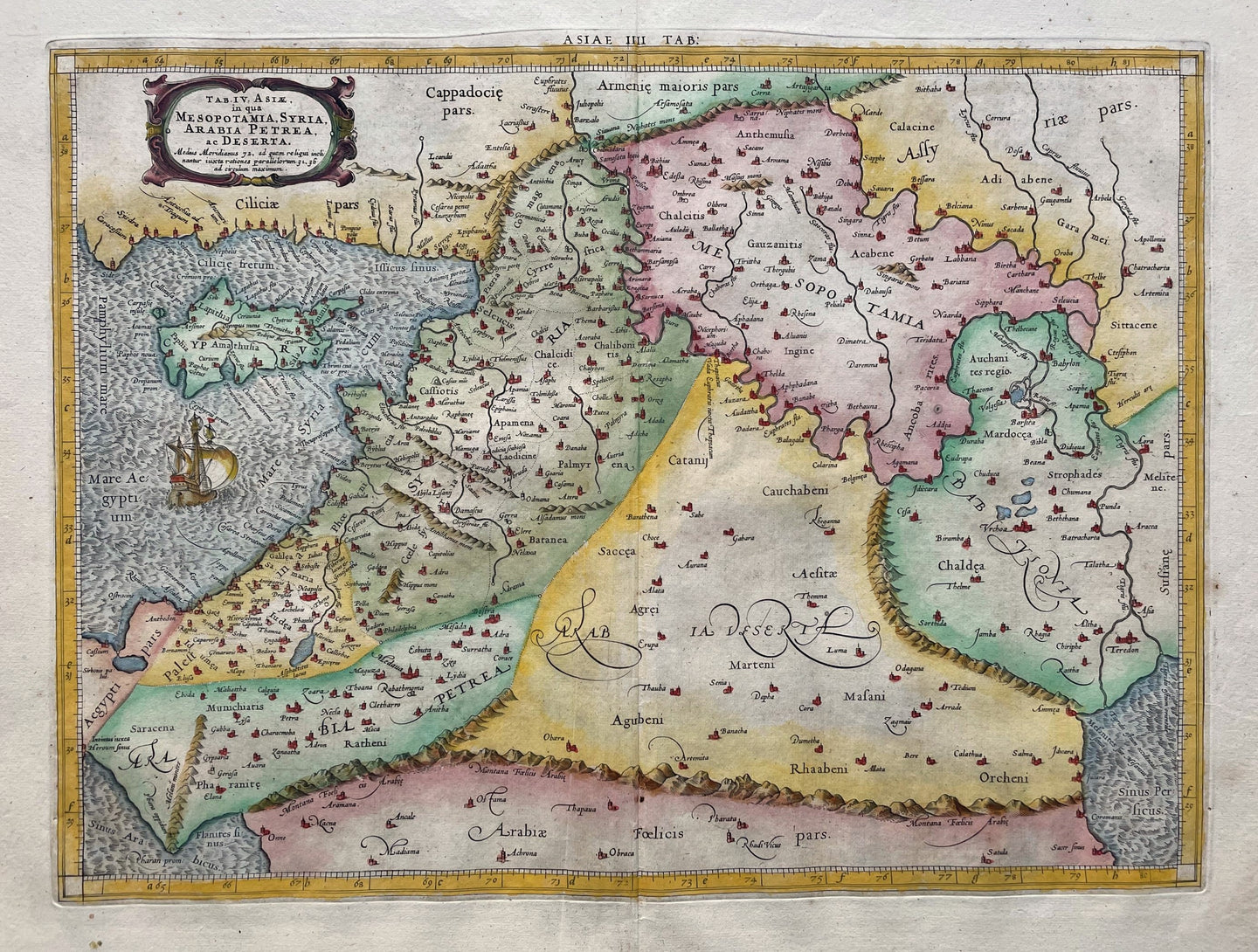 Heilige Land Israël Syrië Cyprus Mesopotamië Holy Land Israel Syria Ptolemy map - C Ptolemaeüs / F Halma ed 1695 / G Mercator - 1578