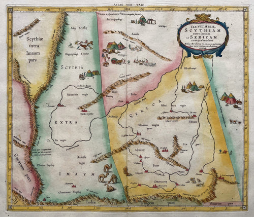 China West-China Central Asia Western China Ptolemy map - C Ptolemaeüs / F Halma ed 1695 / G Mercator - 1578