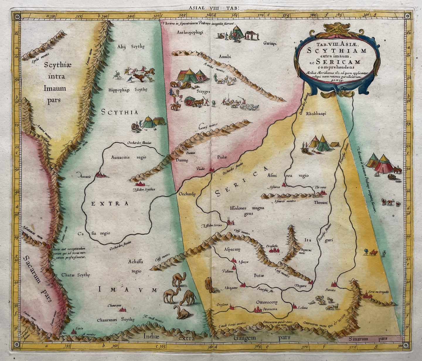 China West-China Central Asia Western China Ptolemy map - C Ptolemaeüs / F Halma ed 1695 / G Mercator - 1578