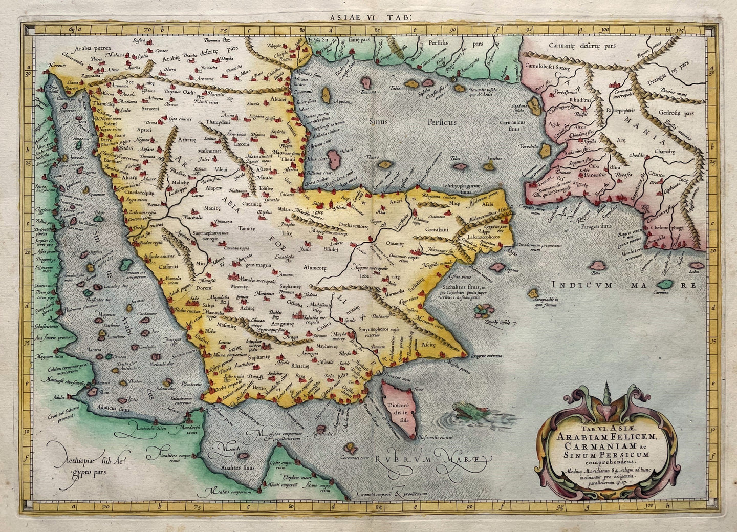 Arabië Arabian Peninsula Ptolemy map - C Ptolemaeüs / F Halma ed 1695 / G Mercator - 1578