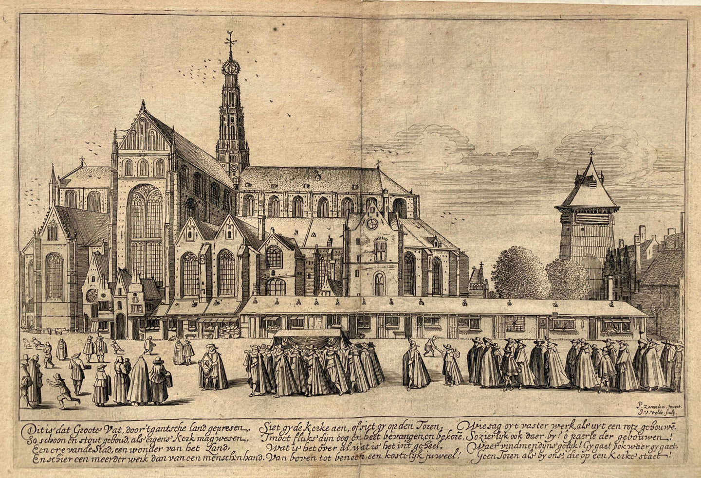 Haarlem Grote of St-Bavokerk - Jan van de Velde II - 1628