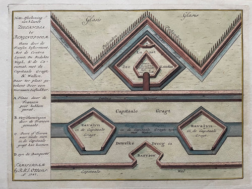 Bergen op Zoom Lunet Zeelandia vesting Bergen op Zoom - Reinier en Josua Ottens - 1747