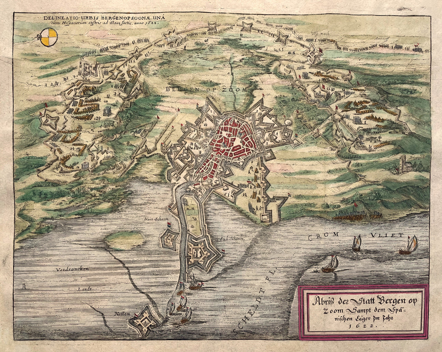 Bergen op Zoom en omgeving tijdens beleg 1622 - Matthäus Merian - circa 1640