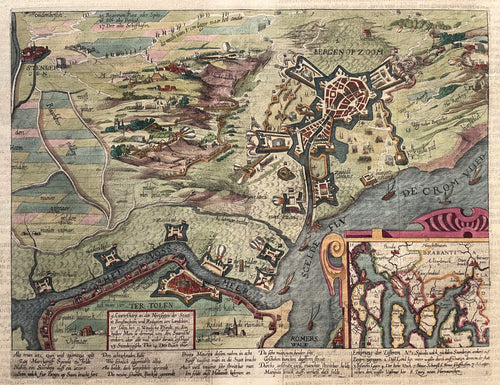 Bergen op Zoom en omgeving tijdens beleg 1622 - Abraham Hogenberg / Caspar Ens - 1627