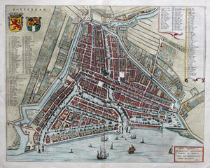 Rotterdam Stadsplattegrond in vogelvluchtperspectief - J Blaeu - 1649