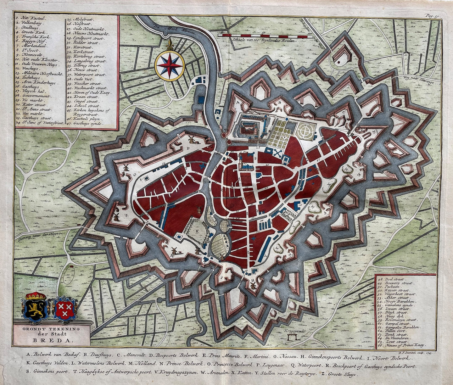 Breda Stadsplattegrond - BF Immink / TE van Goor - 1744