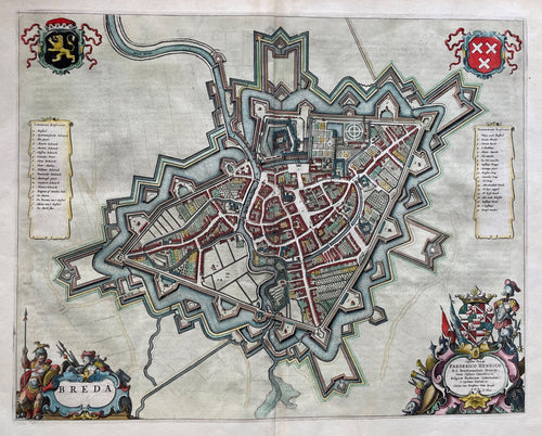 Breda Stadsplattegrond in vogelvluchtperspectief - J Blaeu - 1649