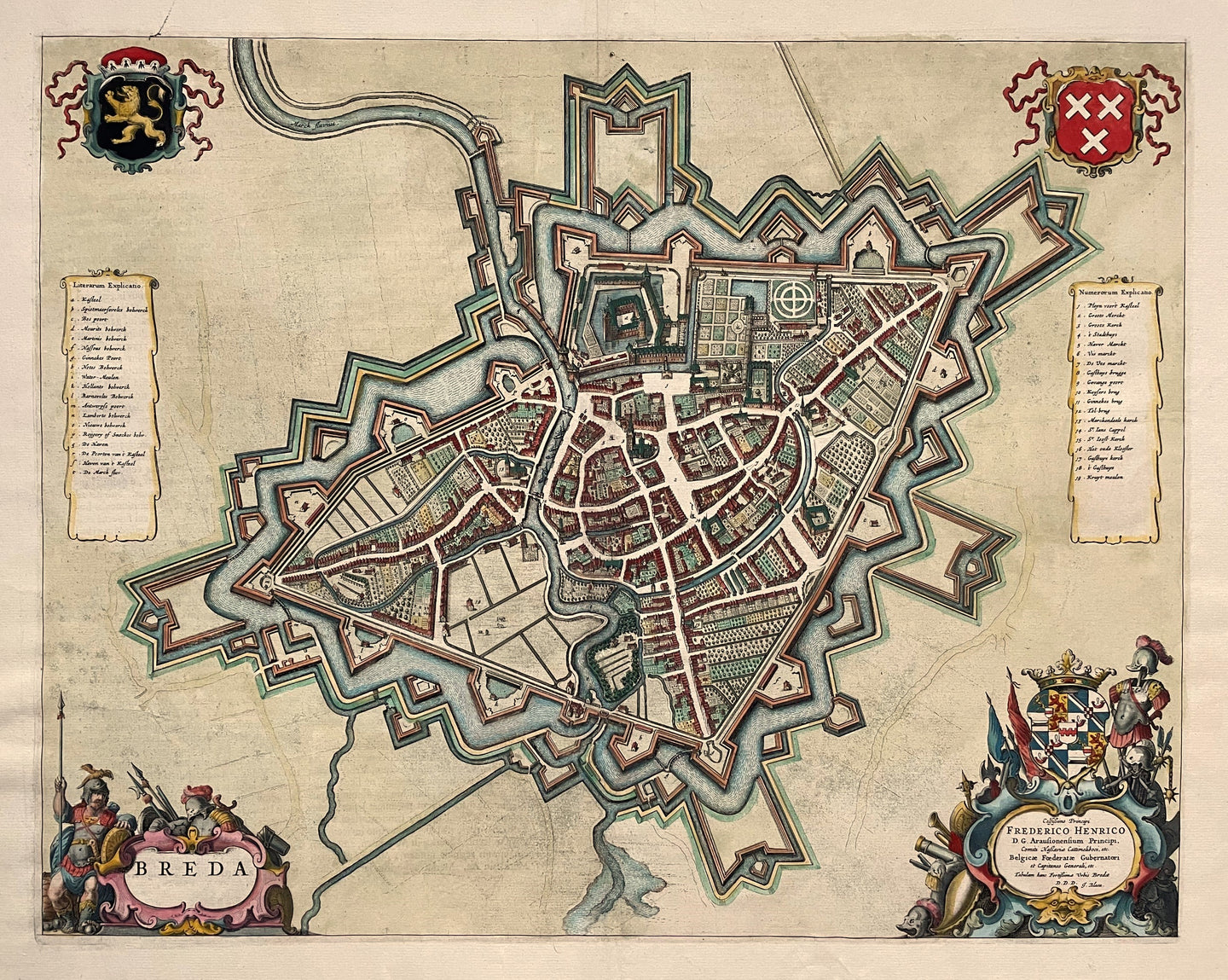 Breda Stadsplattegrond in vogelvluchtperspectief - J Blaeu - 1649