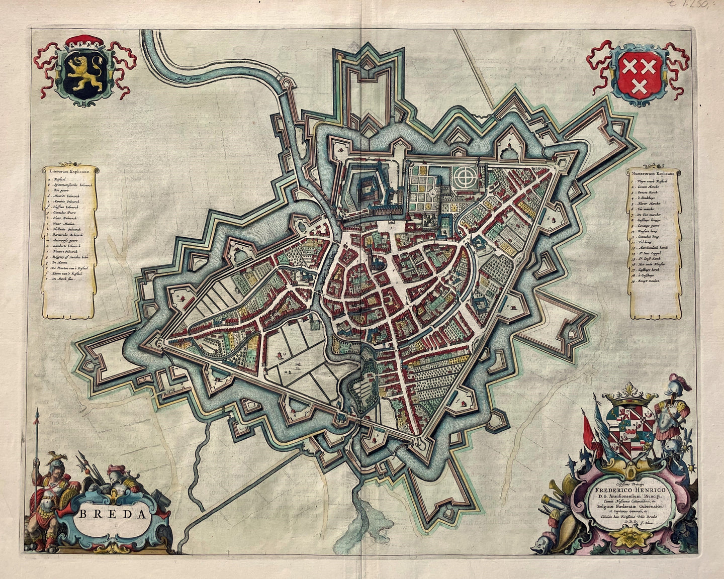 Breda Stadsplattegrond in vogelvluchtperspectief - J Blaeu - 1649