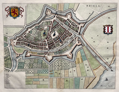 Brielle Stadsplattegrond in vogelvluchtperspectief - J Blaeu - 1649