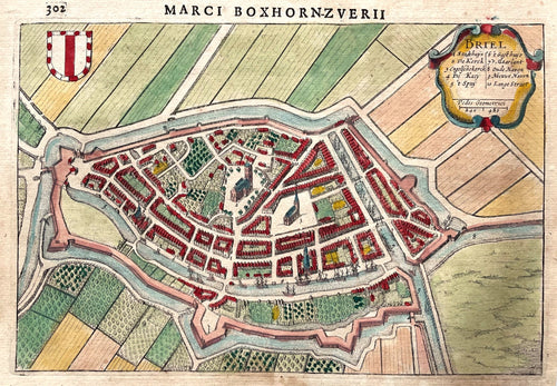 Brielle Stadsplattegrond in vogelvluchtperspectief - M Boxhorn - 1632