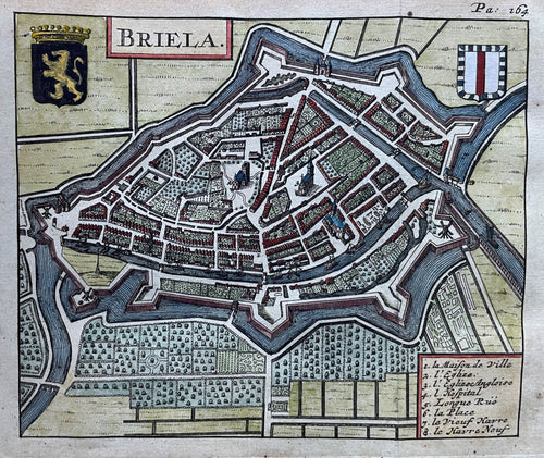 Brielle Stadsplattegrond in vogelvluchtperspectief - H Wetstein - 1697