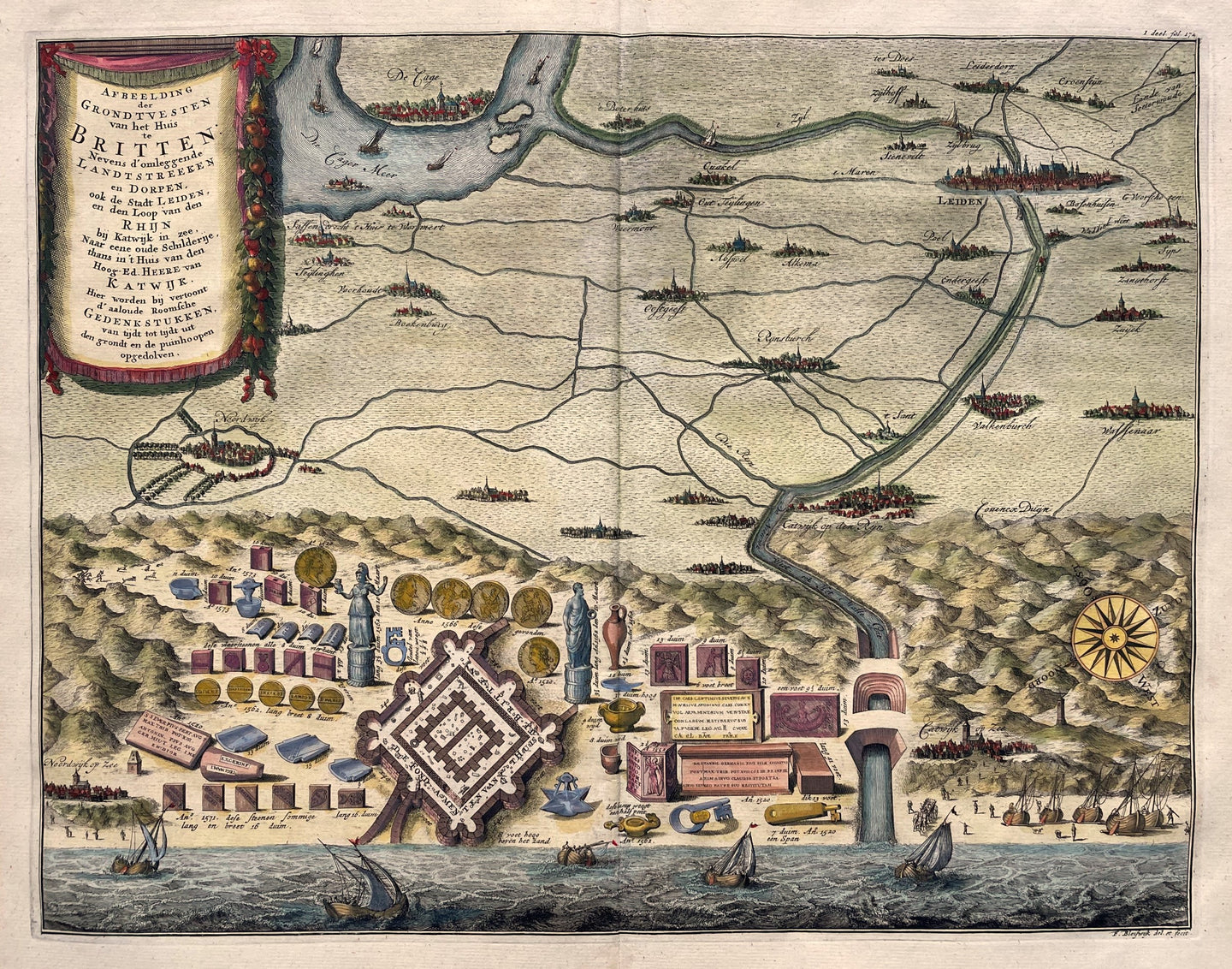 Katwijk aan zee Brittenburg - F Halma - 1725