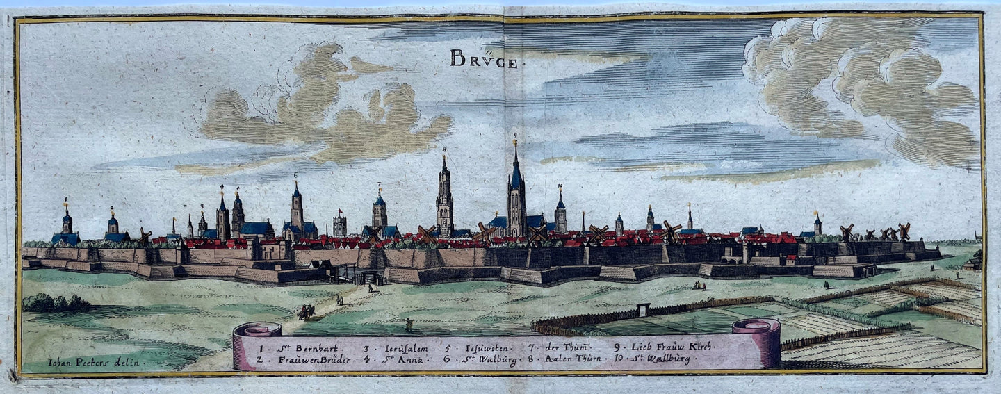 België Brugge Belgium Panoramisch aanzicht - C Merian - 1659