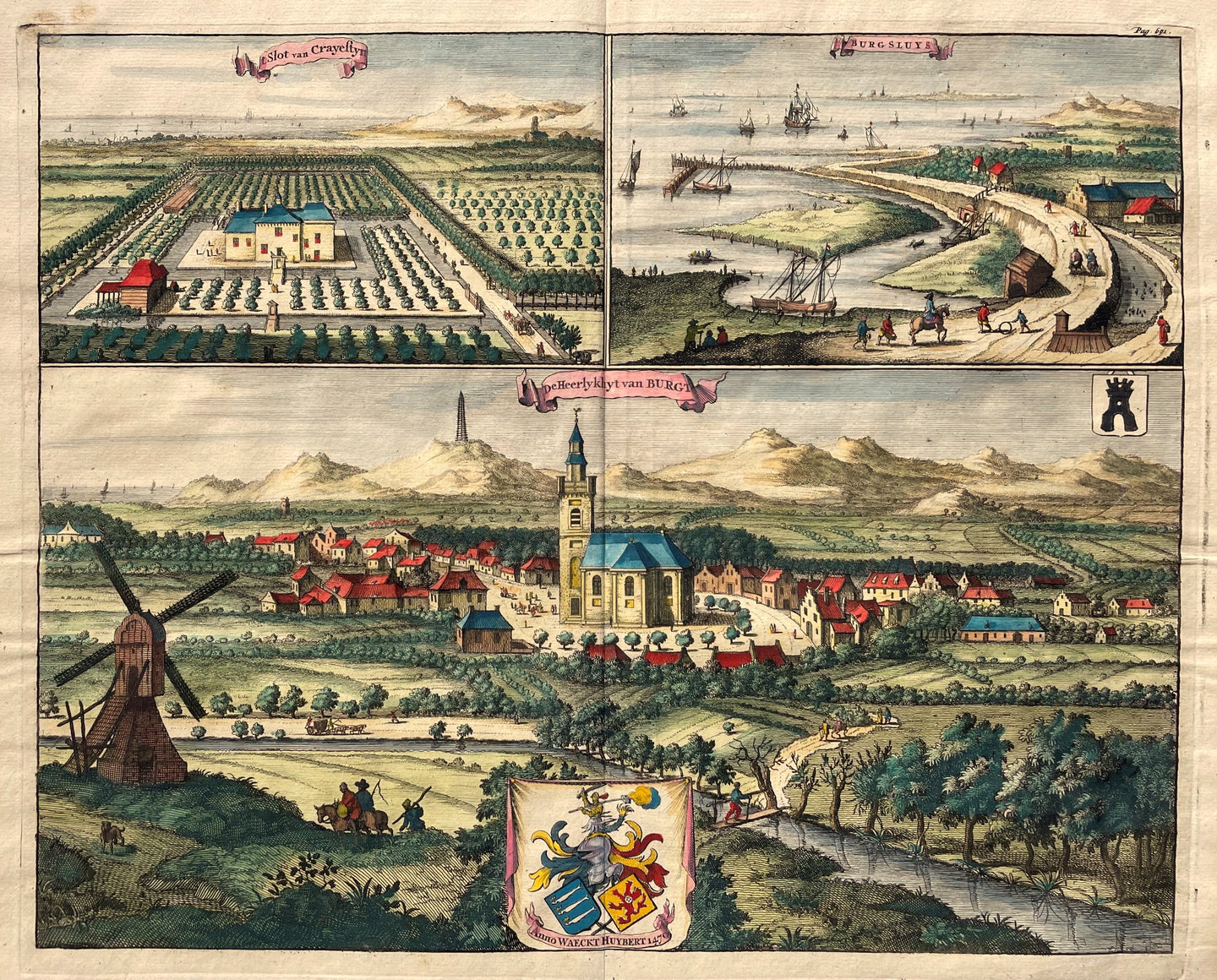 Burgh Vogelvluchtperspectief - M Smallegange - 1696