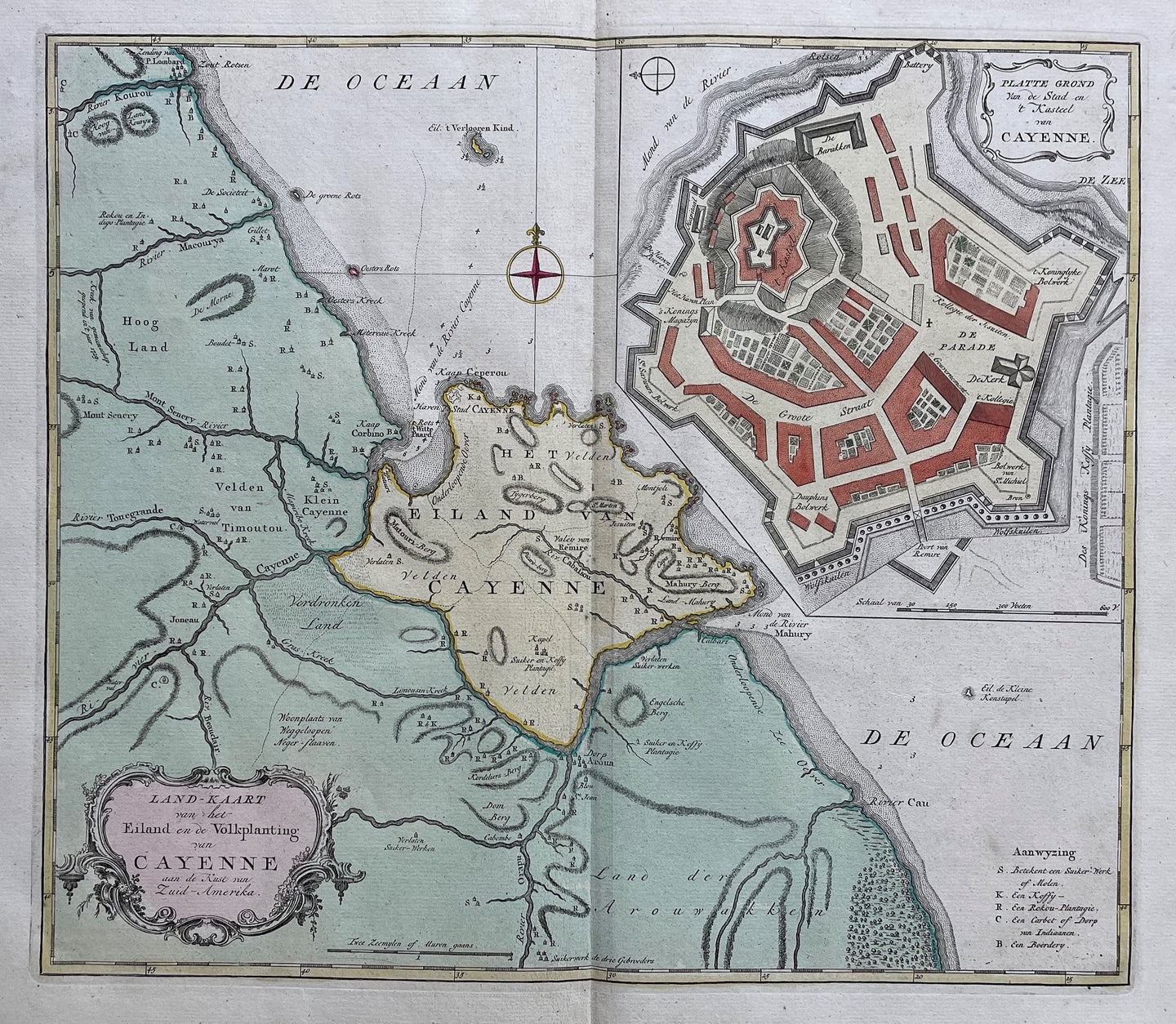 Zuid-Amerika French Guiana Cayenne South America - I Tirion - 1769