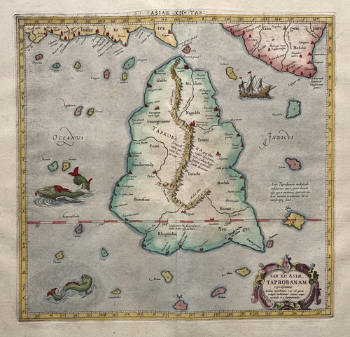 Sri Lanka Ceylon Ptolemy map - C Ptolemaeüs / F Halma ed 1695 / G Mercator - 1578