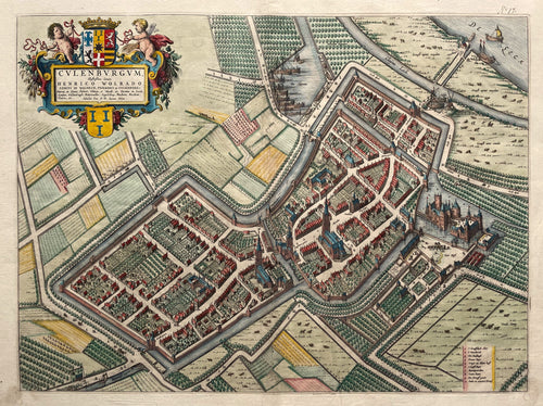 Culemborg Stadsplattegrond in vogelvluchtperspectief - J Blaeu - 1649
