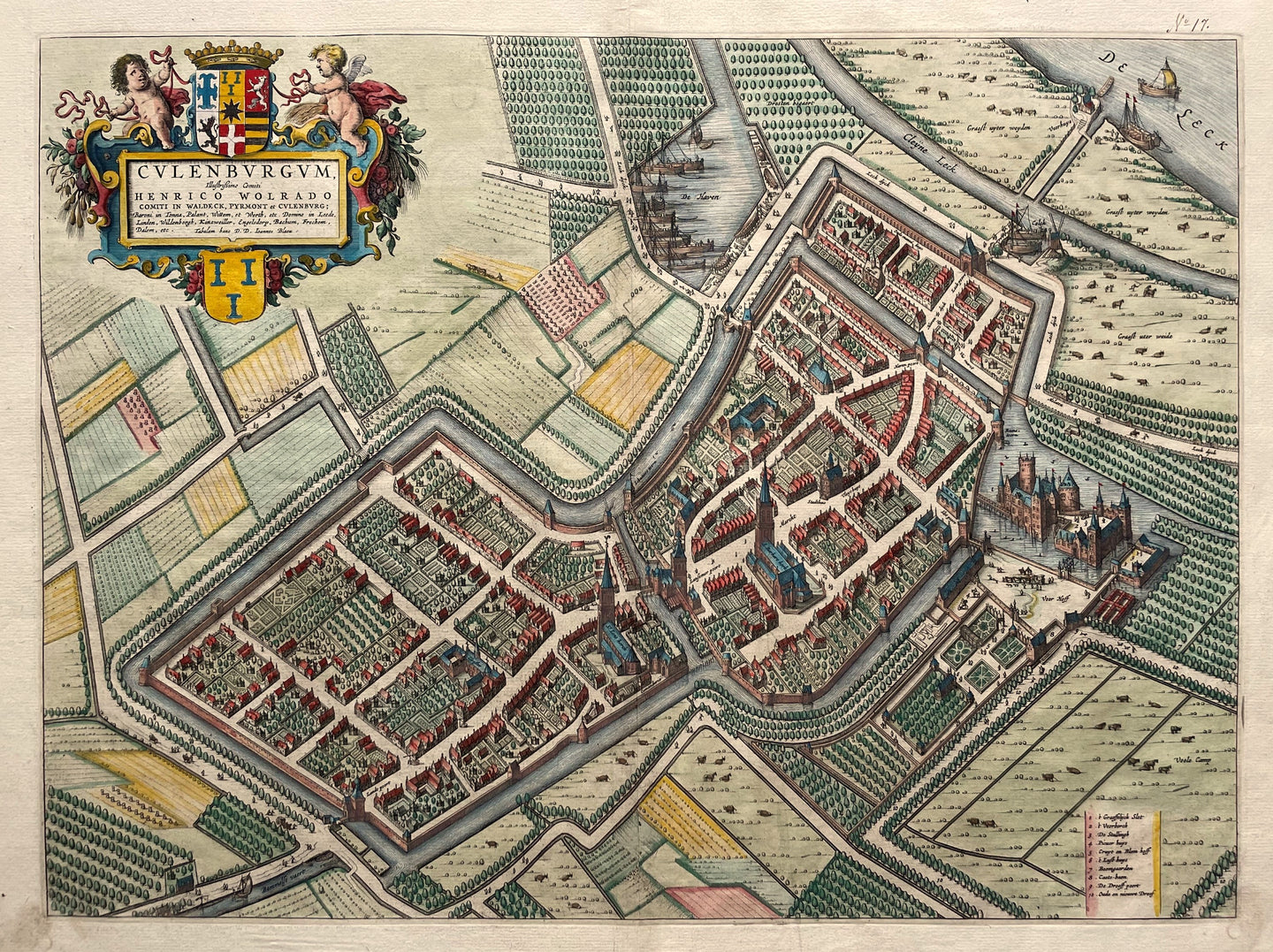 Culemborg Stadsplattegrond in vogelvluchtperspectief - J Blaeu - 1649