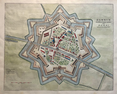 België Damme Stadsplattegrond in vogelvluchtperspectief - J Blaeu - 1649