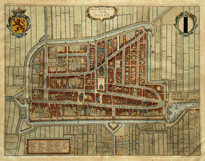 Delft Stadsplattegrond in vogelvluchtperspectief - J Blaeu - 1649