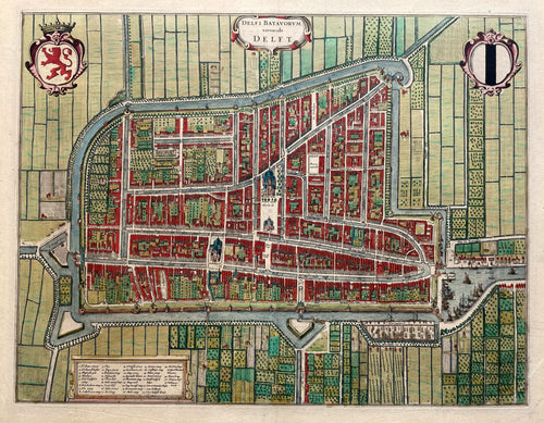 Delft Stadsplattegrond in vogelvluchtperspectief - J Blaeu - 1649