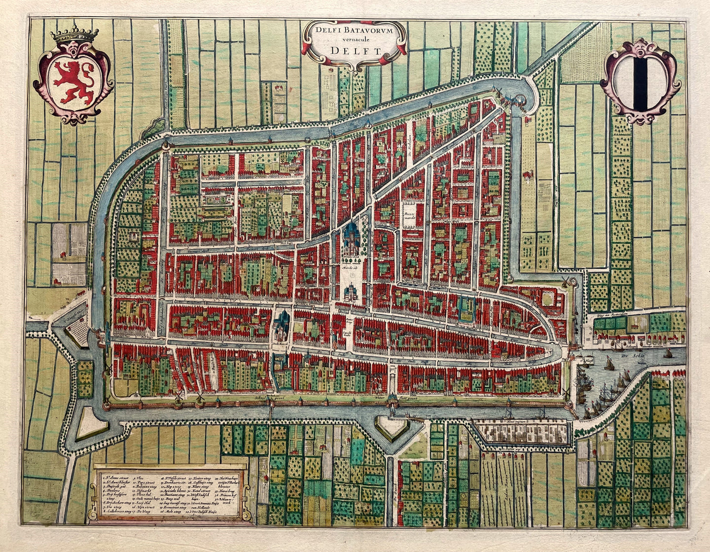 Delft Stadsplattegrond in vogelvluchtperspectief - J Blaeu - 1649