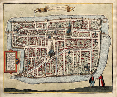 Delft Stadsplattegrond in vogelvluchtperspectief - Reinier Boitet - 1729