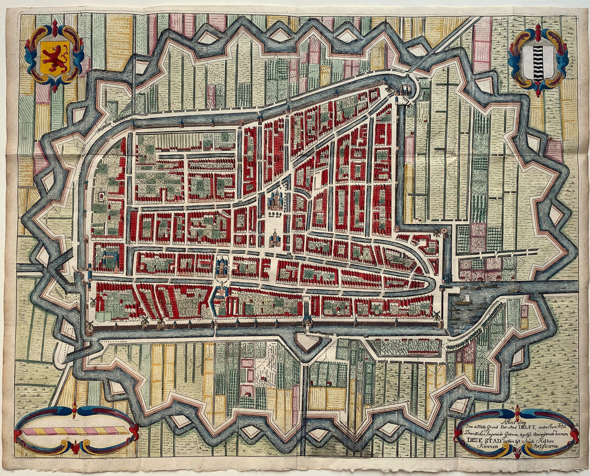 Delft Stadsplattegrond - R Boitet - 1729 – Dat Narrenschip