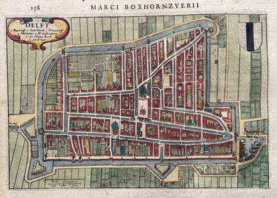 Delft Stadsplattegrond in vogelvluchtperspectief - M Boxhorn - 1632
