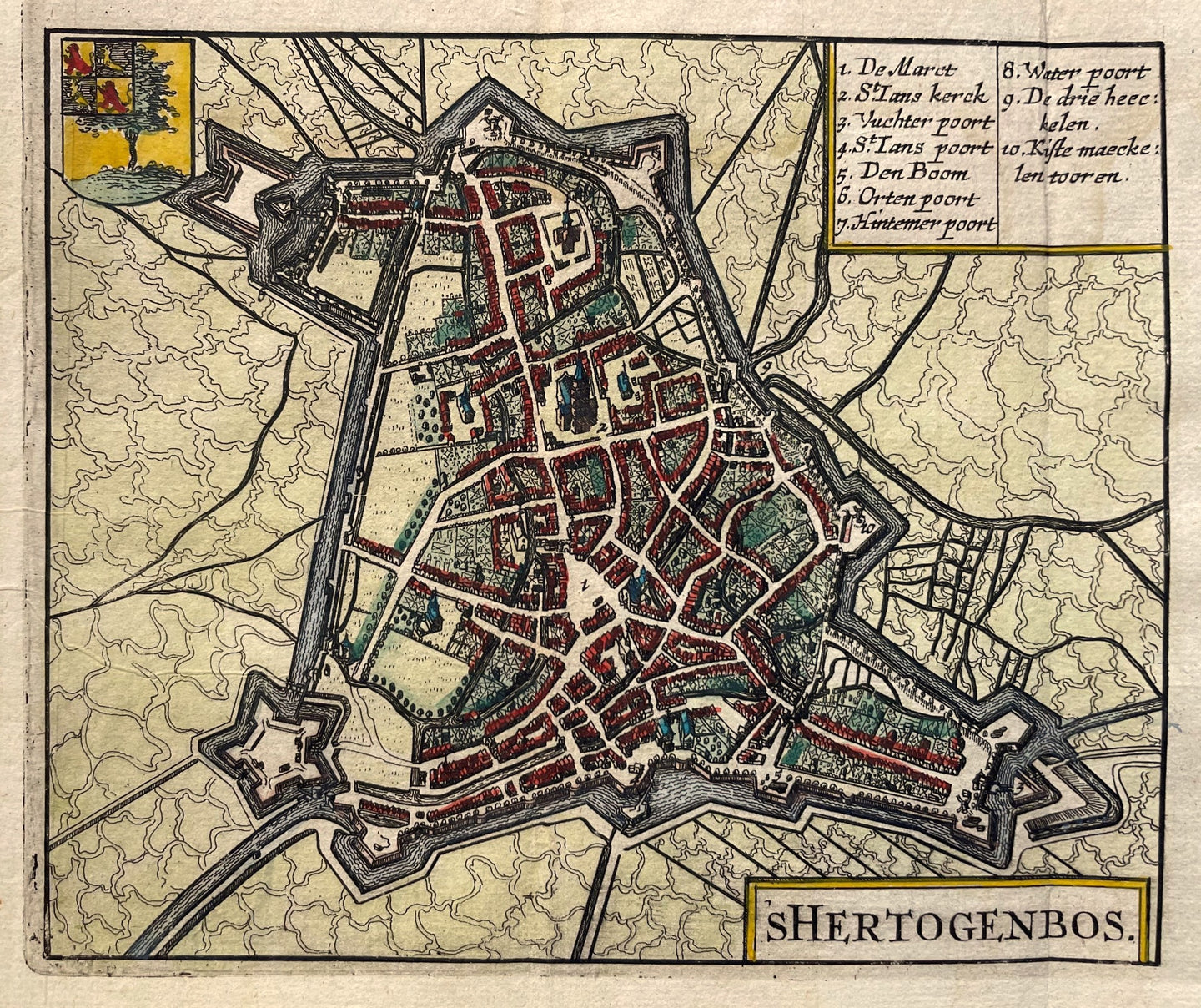 Den Bosch Stadsplattegrond 's-Hertogenbosch - WJ Blaeu / L Guicciardini - 1635