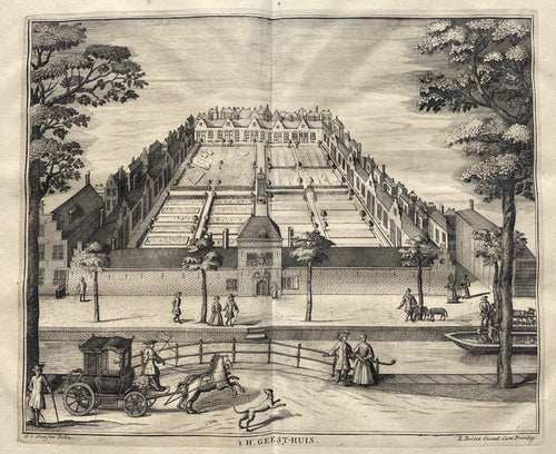 Den Haag Paviljoensgracht Heilige Geesthofje 's Gravenhage - G van Giessen / R Boitet - 1730