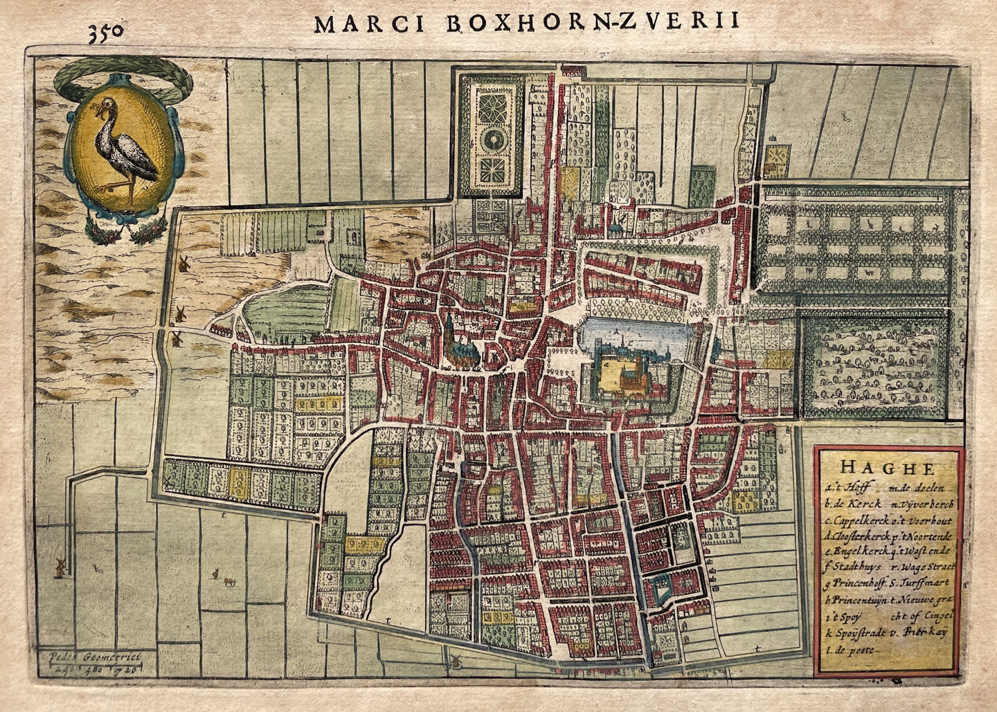 Den Haag Stadsplattegrond van 's-Gravenhage in vogelvluchtperspectief - M Boxhorn - 1632