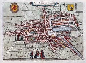 Den Haag Stadsplattegrond in vogelvluchtperspectief van 's-Gravenhage - WJ Blaeu / L Guicciardini - 1612