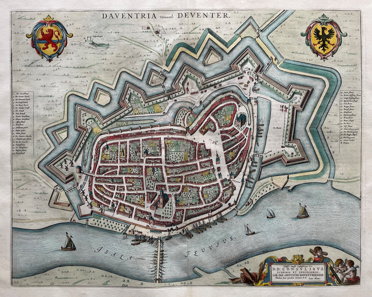 Deventer Stadsplattegrond in vogelvluchtperspectief - J Blaeu - 1649