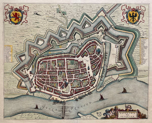 Deventer - Stadsplattegrond in vogelvluchtperspectief - Frederick de Wit - circa 1690