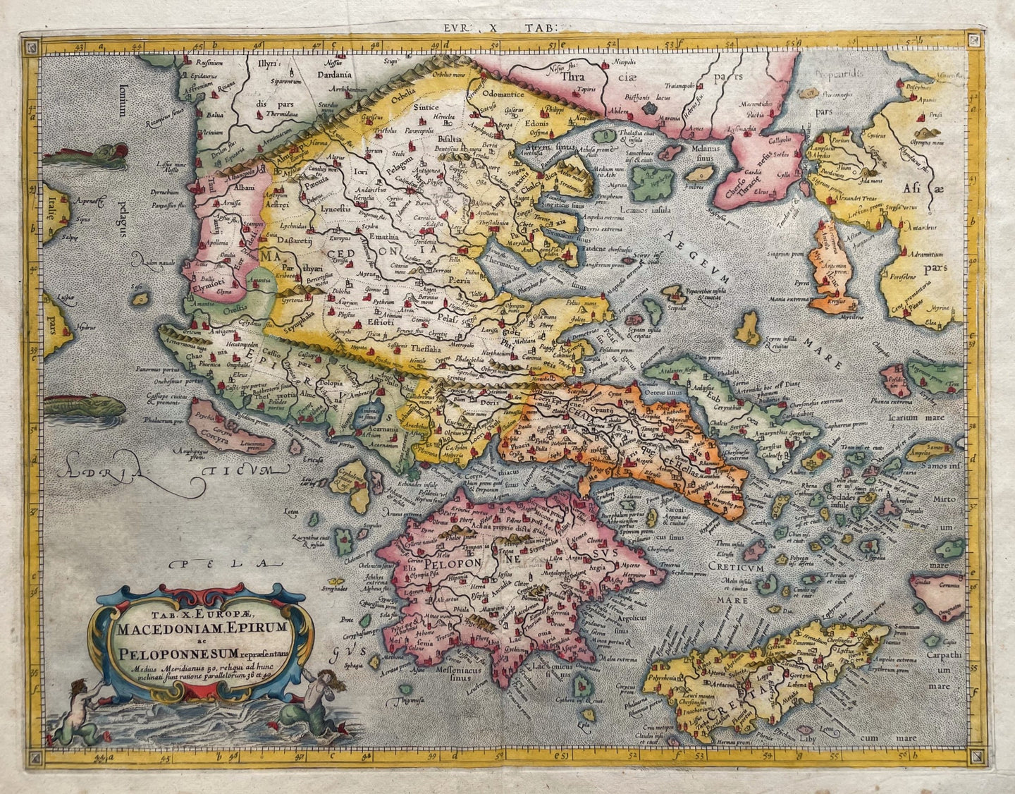 Griekenland Balkans Greece Ptolemy map - C Ptolemaeüs / F Halma ed 1695 / G Mercator - 1578