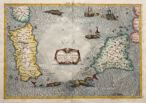Italië Sardinia Sicily Italy Ptolemy map - C Ptolemaeüs / F Halma ed 1695 / G Mercator - 1578