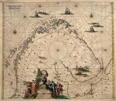 Scandinavië Lapland Rusland Kola schiereiland Scandinavia Sea Chart - Frederick de Wit - circa 1680