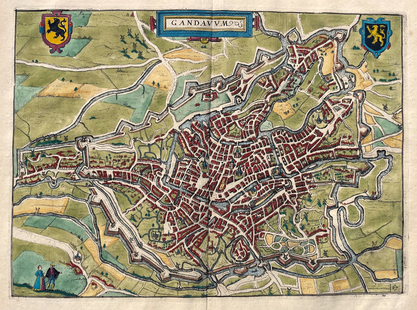 België Gent Stadsplattegrond Belgium Ghent - WJ Blaeu / L Guicciardini - 1612