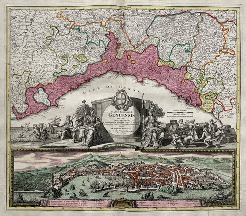 Italië Ligurië Genua Italy Liguria Genoa - JB Homann - circa 1720
