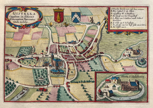 België Gistel Vogelvluchtperspectief van Gistel - J Blaeu - 1649