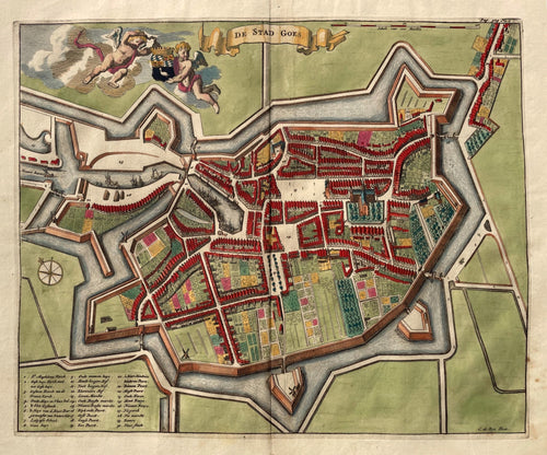 Goes Stadsplattegrond in vogelvluchtperspectief - M Smallegange / C de Bye - 1696