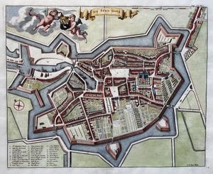 Goes Stadsplattegrond in vogelvluchtperspectief - M Smallegange / C de Bye - 1696